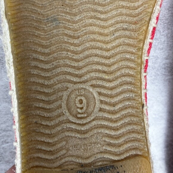 Soludos Women Size 9 Coral Embroidered Pineapple Coral Espadrilles Canvas Flats - Picture 6 of 8